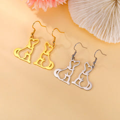 Puppy Dog Ear Hook Drop Statement Earring for Girl Stainless Steel Gold Color Jewelry - PeticaDeals