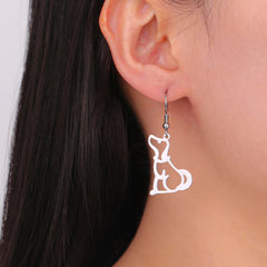 Puppy Dog Ear Hook Drop Statement Earring for Girl Stainless Steel Gold Color Jewelry - PeticaDeals