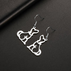 Puppy Dog Ear Hook Drop Statement Earring for Girl Stainless Steel Gold Color Jewelry - PeticaDeals