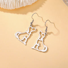 Puppy Dog Ear Hook Drop Statement Earring for Girl Stainless Steel Gold Color Jewelry - PeticaDeals