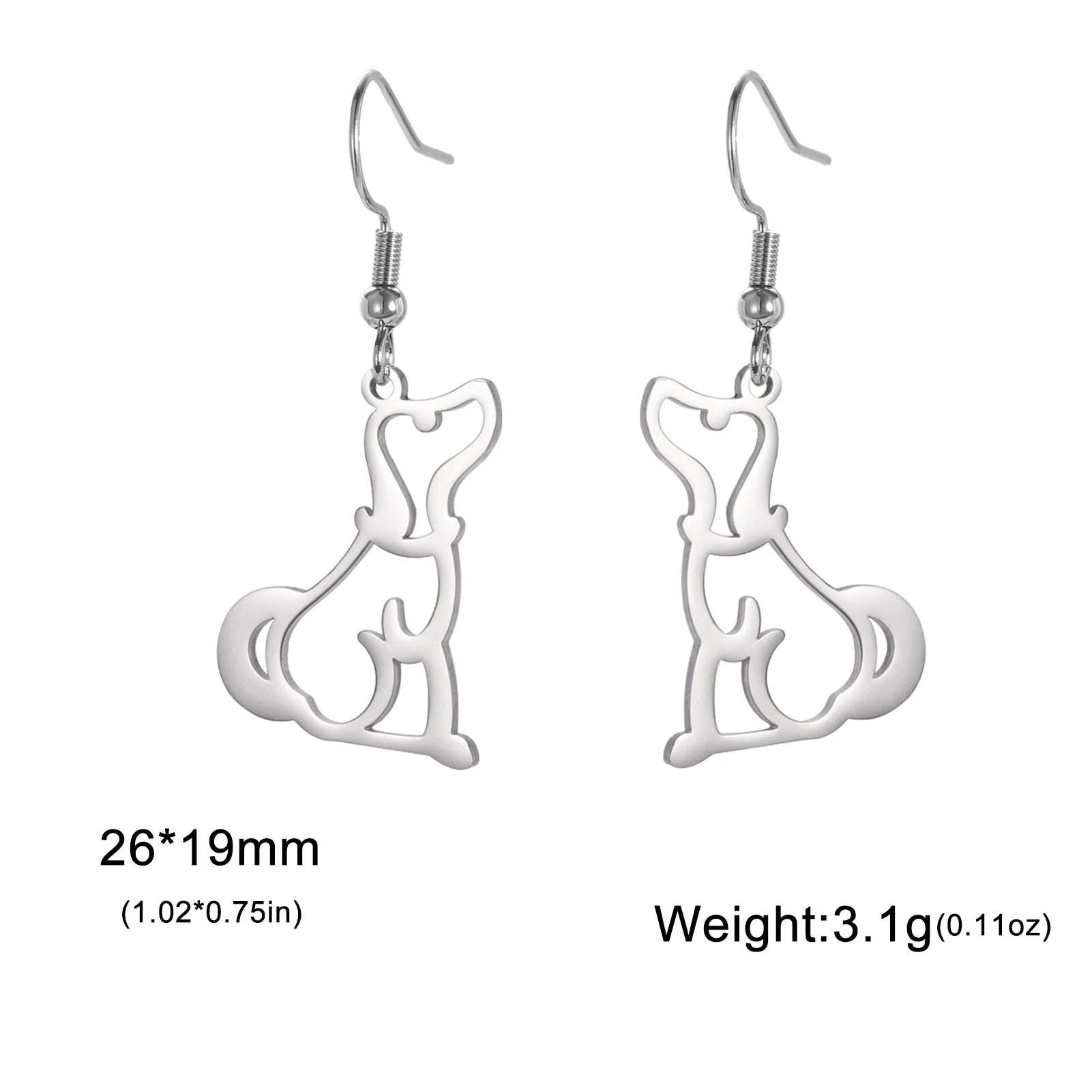 Puppy Dog Ear Hook Drop Statement Earring for Girl Stainless Steel Gold Color Jewelry - PeticaDeals