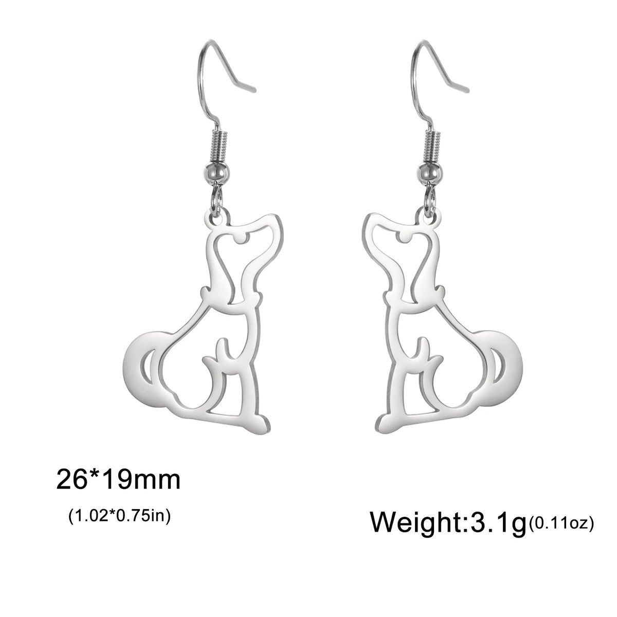 Puppy Dog Ear Hook Drop Statement Earring for Girl Stainless Steel Gold Color Jewelry - PeticaDeals