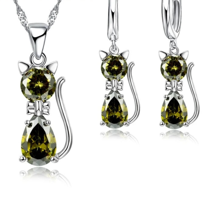 Real 925 Sterling Silver Color Jewelry Sets Shining Austrian Crystal for Women - PeticaDeals