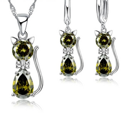 Real 925 Sterling Silver Color Jewelry Sets Shining Austrian Crystal for Women - PeticaDeals