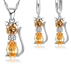 Real 925 Sterling Silver Color Jewelry Sets Shining Austrian Crystal for Women - PeticaDeals