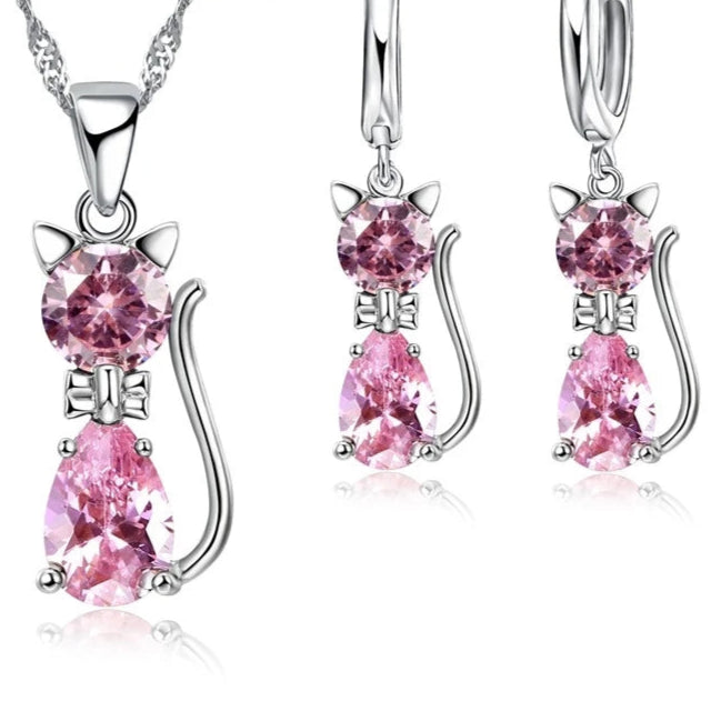 Real 925 Sterling Silver Color Jewelry Sets Shining Austrian Crystal for Women - PeticaDeals