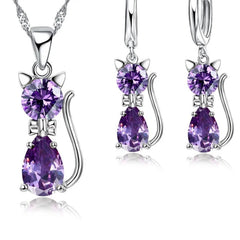 Real 925 Sterling Silver Color Jewelry Sets Shining Austrian Crystal for Women - PeticaDeals