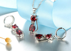 Real 925 Sterling Silver Color Jewelry Sets Shining Austrian Crystal for Women - PeticaDeals