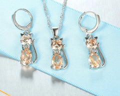 Real 925 Sterling Silver Color Jewelry Sets Shining Austrian Crystal for Women - PeticaDeals