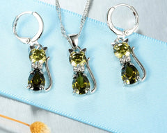 Real 925 Sterling Silver Color Jewelry Sets Shining Austrian Crystal for Women - PeticaDeals
