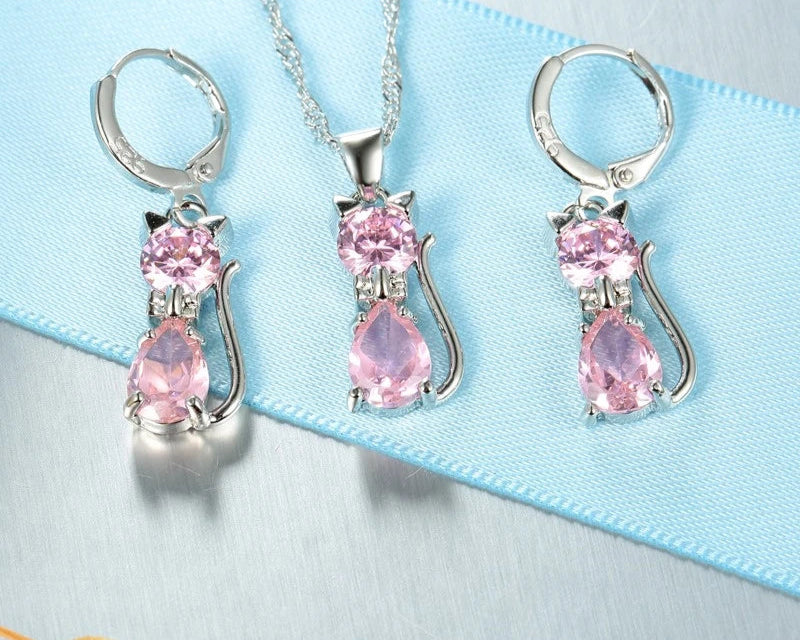 Real 925 Sterling Silver Color Jewelry Sets Shining Austrian Crystal for Women - PeticaDeals