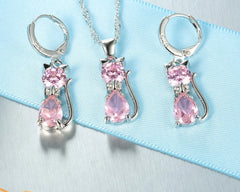 Real 925 Sterling Silver Color Jewelry Sets Shining Austrian Crystal for Women - PeticaDeals