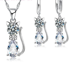 Real 925 Sterling Silver Color Jewelry Sets Shining Austrian Crystal for Women - PeticaDeals