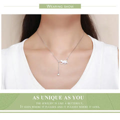 Real 925 Sterling Silver Cute Cat Animal Jewelry Set Pet Ring Necklace Earrings for Women Party Original Fine Jewelry - PeticaDeals