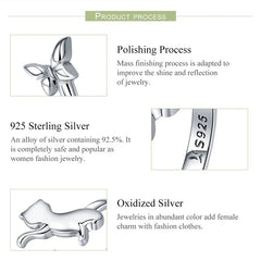 Real 925 Sterling Silver Cute Cat Animal Jewelry Set Pet Ring Necklace Earrings for Women Party Original Fine Jewelry - PeticaDeals