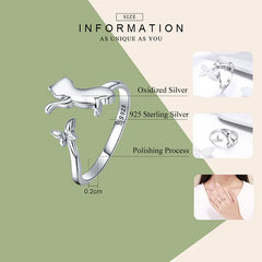 Real 925 Sterling Silver Cute Cat Animal Jewelry Set Pet Ring Necklace Earrings for Women Party Original Fine Jewelry - PeticaDeals