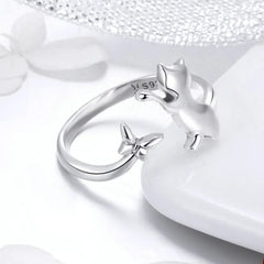 Real 925 Sterling Silver Cute Cat Animal Jewelry Set Pet Ring Necklace Earrings for Women Party Original Fine Jewelry - PeticaDeals
