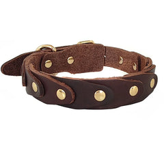 Real Leather Dog Collar Genuine Leather Buckle Connection Collar Durable - PeticaDeals