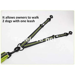 Reflective Nylon Double Dog Leash For Two Dogs Coupler No Tangle - PeticaDeals