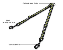 Reflective Nylon Double Dog Leash For Two Dogs Coupler No Tangle - PeticaDeals