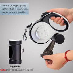 Retractable Dog Leash Flashlight Anti-Slip Handle Dog Lead No Tangle Poop Bag Dispenser - PeticaDeals