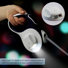 Retractable Dog Leash Flashlight Anti-Slip Handle Dog Lead No Tangle Poop Bag Dispenser - PeticaDeals