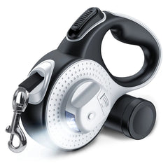Retractable Dog Leash Flashlight Anti-Slip Handle Dog Lead No Tangle Poop Bag Dispenser - PeticaDeals