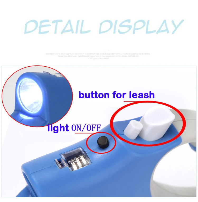 Retractable Pet Leash with LED Flashlight Detachable - PeticaDeals