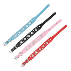 Rhinestone Pet Collar Diamante Leather Necklace Bling Crystal Studded - PeticaDeals