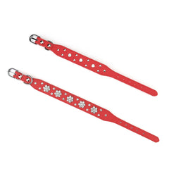 Rhinestone Pet Collar Diamante Leather Necklace Bling Crystal Studded - PeticaDeals