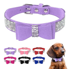 Rhinestone Suede Leather Bowknot Adjustable - PeticaDeals