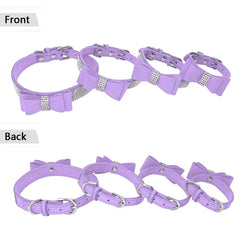 Rhinestone Suede Leather Bowknot Adjustable - PeticaDeals