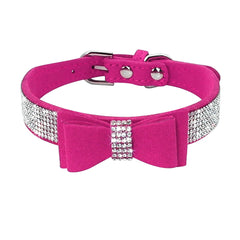 Rhinestone Suede Leather Bowknot Adjustable - PeticaDeals