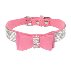 Rhinestone Suede Leather Bowknot Adjustable - PeticaDeals