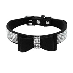 Rhinestone Suede Leather Bowknot Adjustable - PeticaDeals