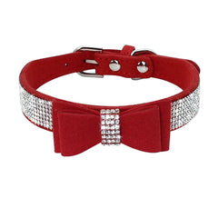 Rhinestone Suede Leather Bowknot Adjustable - PeticaDeals