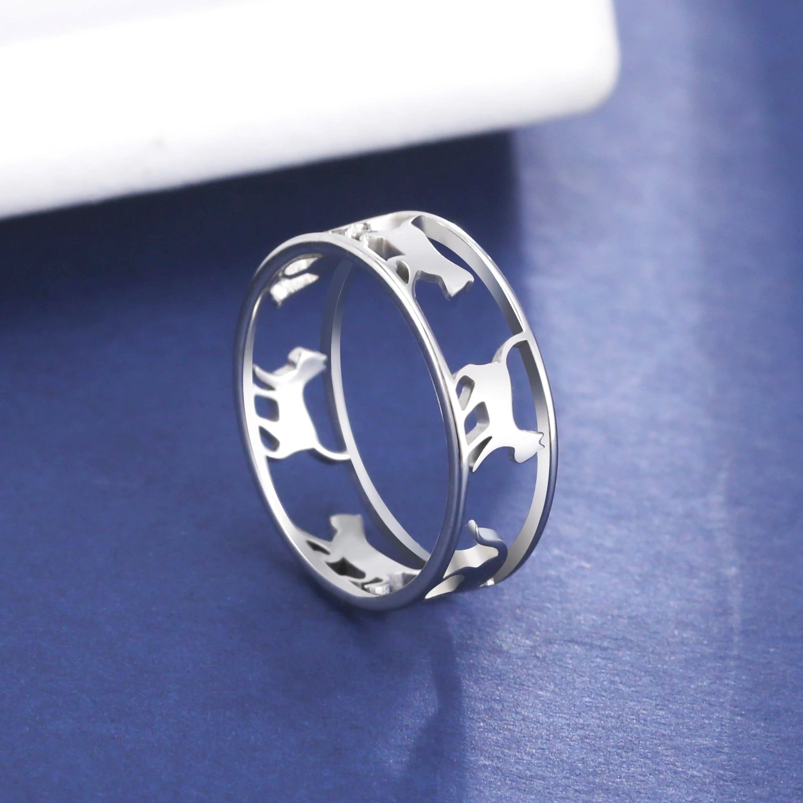 Rings For Women Stainless Steel Cute Kitten Ring Trend Animal Jewelry - PeticaDeals