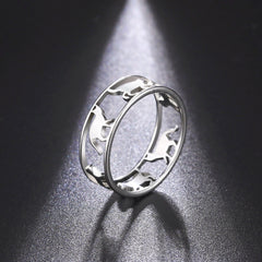 Rings For Women Stainless Steel Cute Kitten Ring Trend Animal Jewelry - PeticaDeals