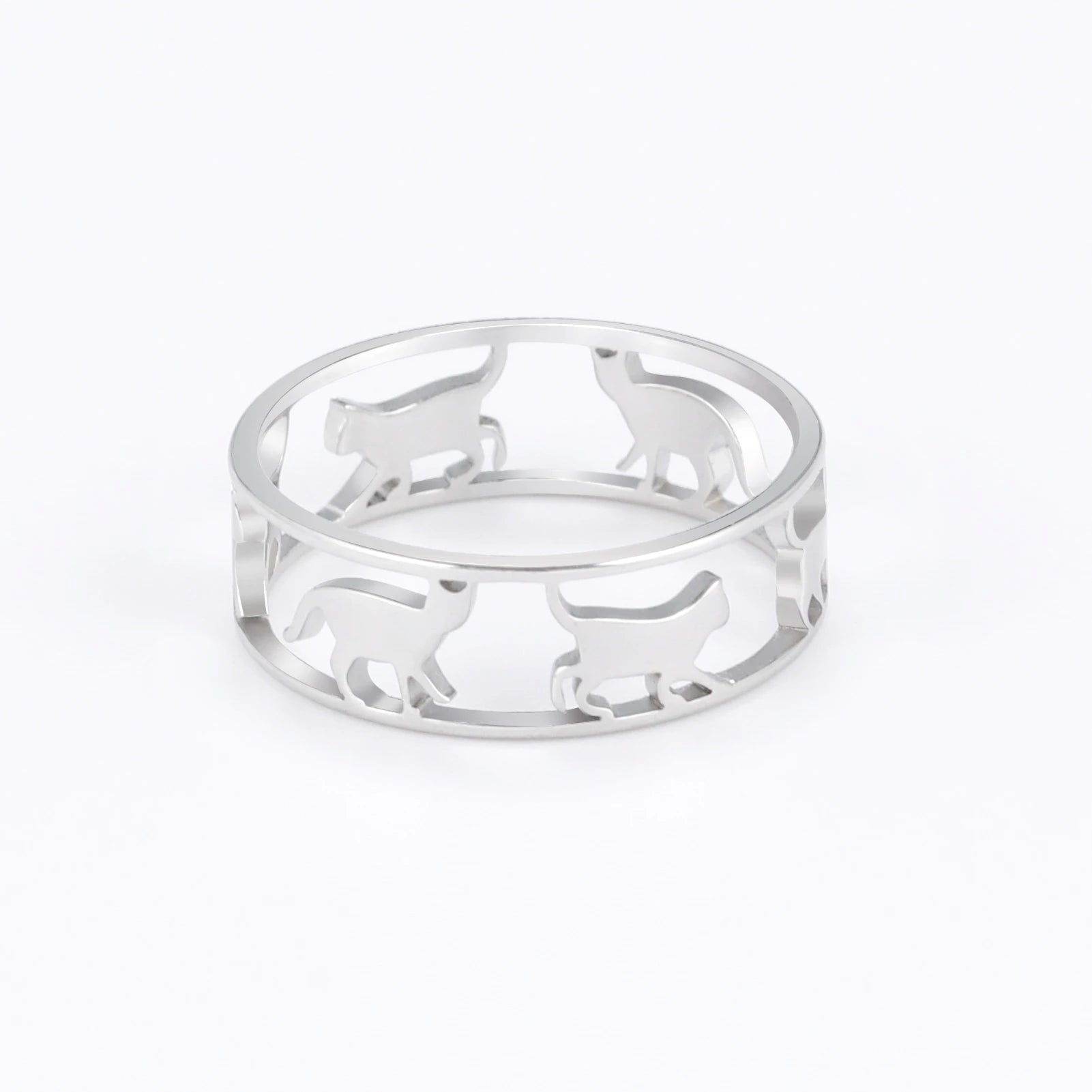 Rings For Women Stainless Steel Cute Kitten Ring Trend Animal Jewelry - PeticaDeals