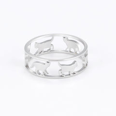 Rings For Women Stainless Steel Cute Kitten Ring Trend Animal Jewelry - PeticaDeals