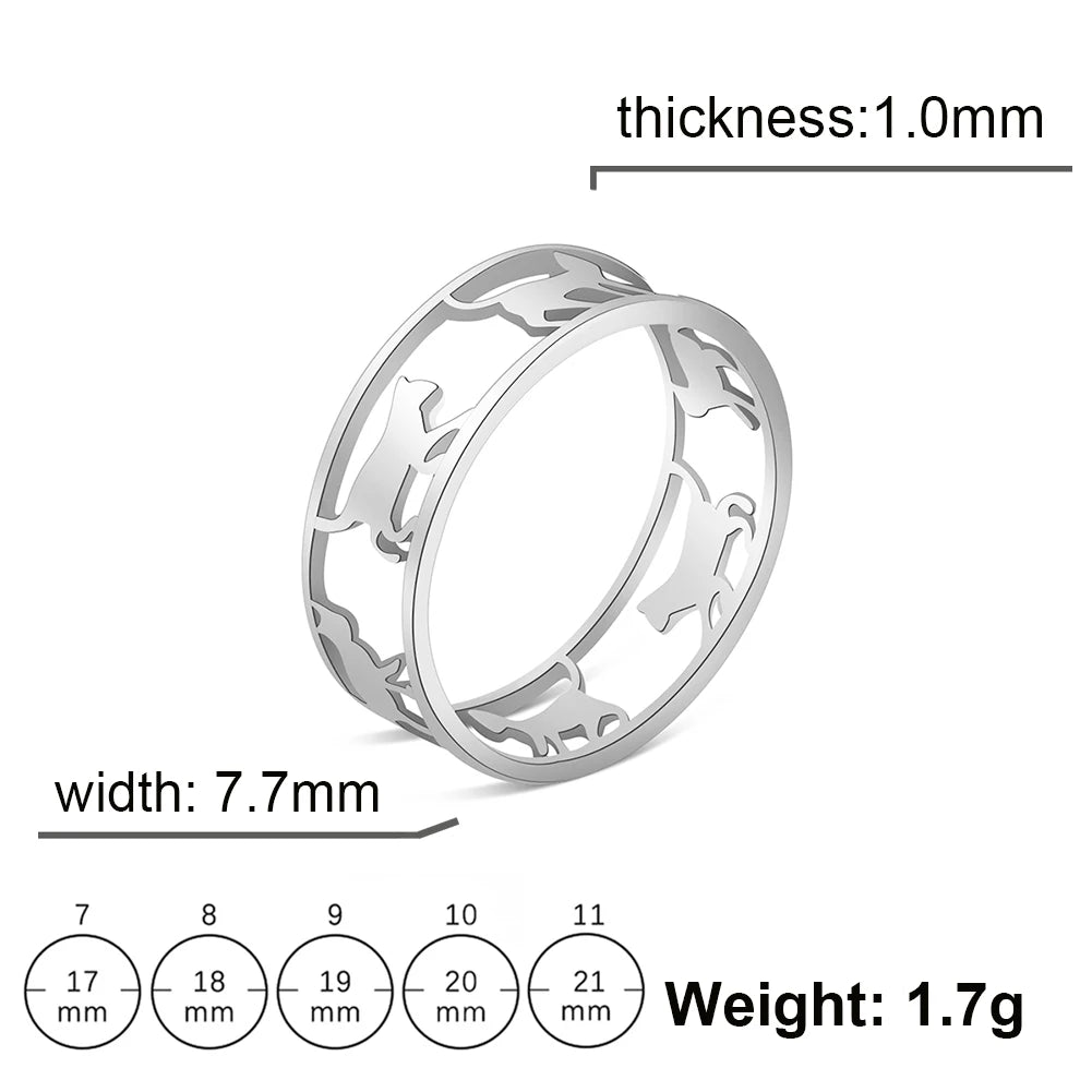 Rings For Women Stainless Steel Cute Kitten Ring Trend Animal Jewelry - PeticaDeals