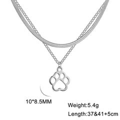 Fashion Animal Paw Hollow Pendant Necklace for Women