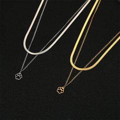 Fashion Animal Paw Hollow Pendant Necklace for Women