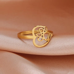 Cute Dog Paw with Heart Rings for Girls Stainless Steel Ring Jewelry