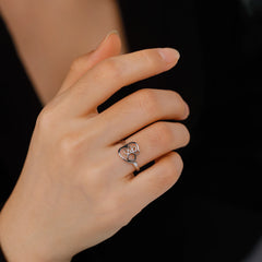 Cute Dog Paw with Heart Rings for Girls Stainless Steel Ring Jewelry
