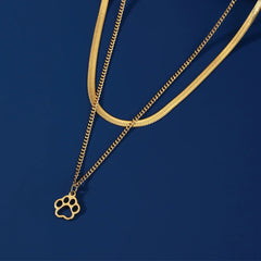Fashion Animal Paw Hollow Pendant Necklace for Women