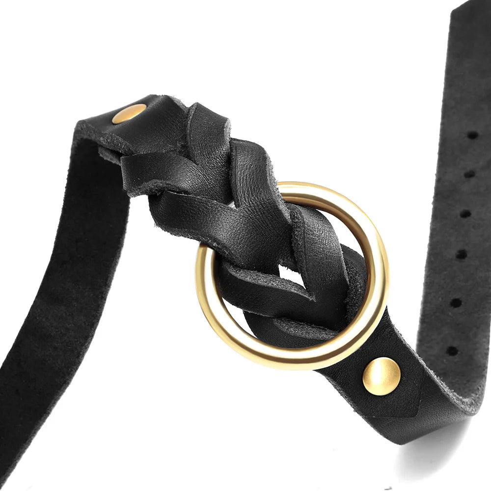 Set Durable Genuine Leather Dog Collars & Leash - PeticaDeals