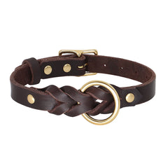 Set Durable Genuine Leather Dog Collars & Leash - PeticaDeals