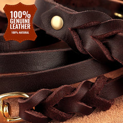 Set Durable Genuine Leather Dog Collars & Leash - PeticaDeals