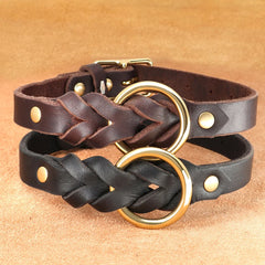 Set Durable Genuine Leather Dog Collars & Leash - PeticaDeals